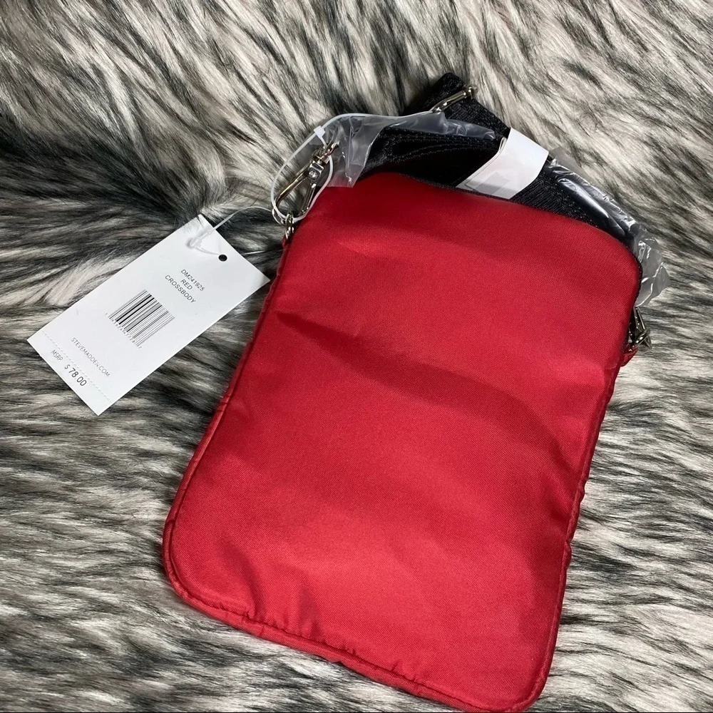 Red Black Nylon Crossbody Bag Adjustable Strap